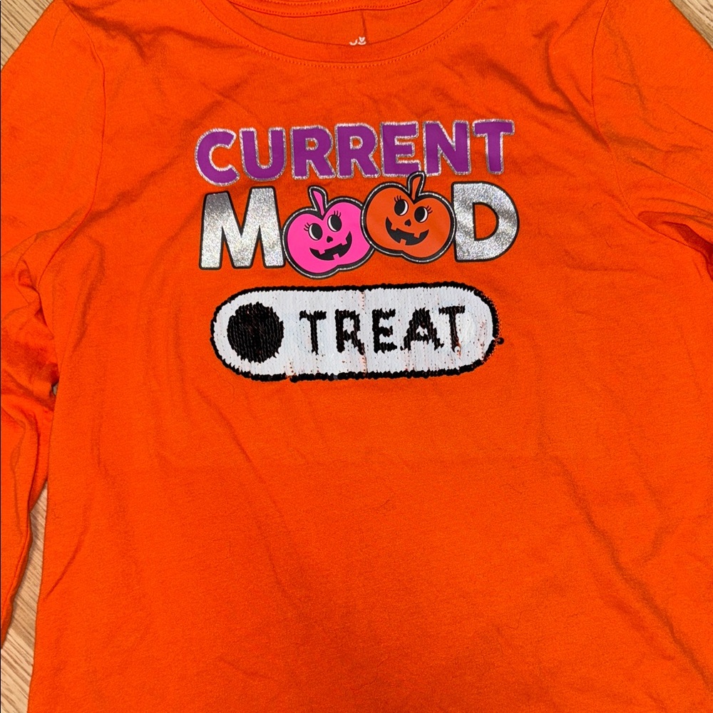 Way To Celebrate Kids XL 14 16 Orange Halloween Long Sleeve Tee - Picture 2 of 6